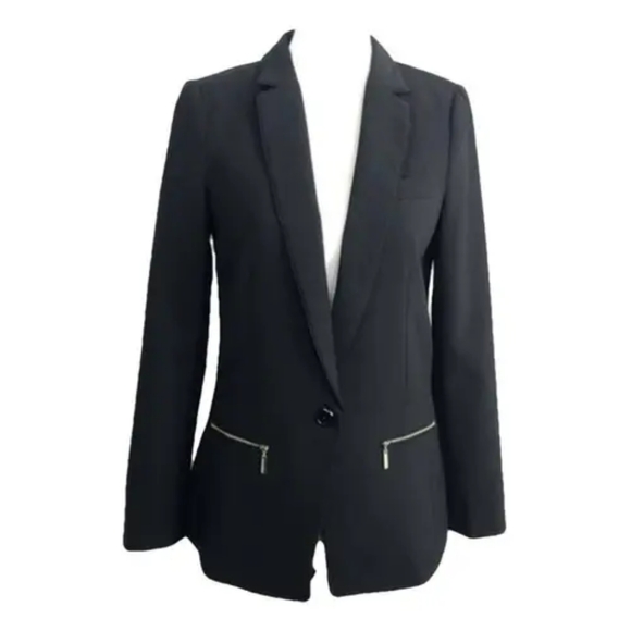 White House Black Market Jackets & Blazers - White House Black Market blazer suit jacket black gold zipper pockets 12